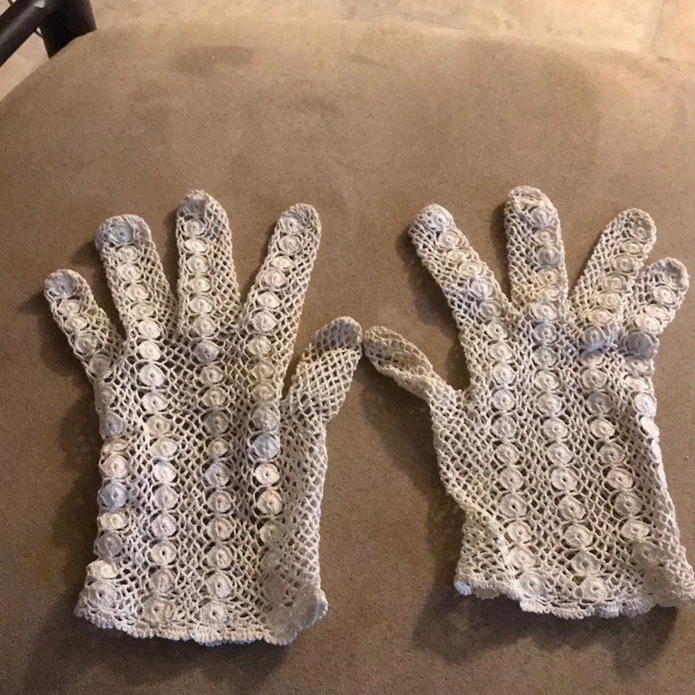 Antique crochet white gloves